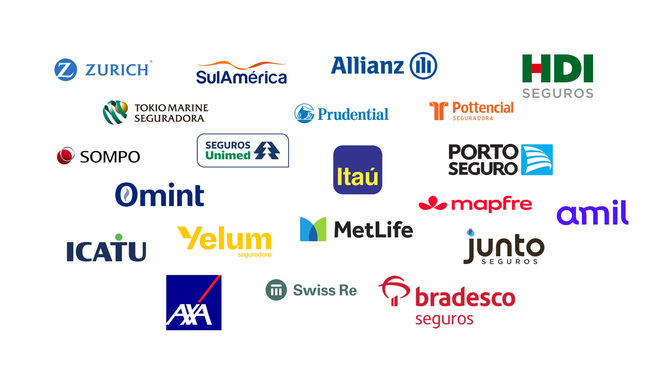 Unimos a solidez das maiores instituições do mercado a soluções personalizadas, seguras e estrategicamente alinhadas ao seu perfil. (Allianz Seguradora, Bradesco Seguros, Porto Seguro, Zurich Seguros, HDI Seguros, Yelum Seguradora, Tokio Marine Seguradora, MetLife, Mapfre, Icatu Seguros, Sulamerica Seguradora, Amil, Seguros Unimed, Prudential Seguros, Omint, Pottencial Seguradora, Swiss Re, Itau, Axa, Sompo Seguros, Junto Seguros).